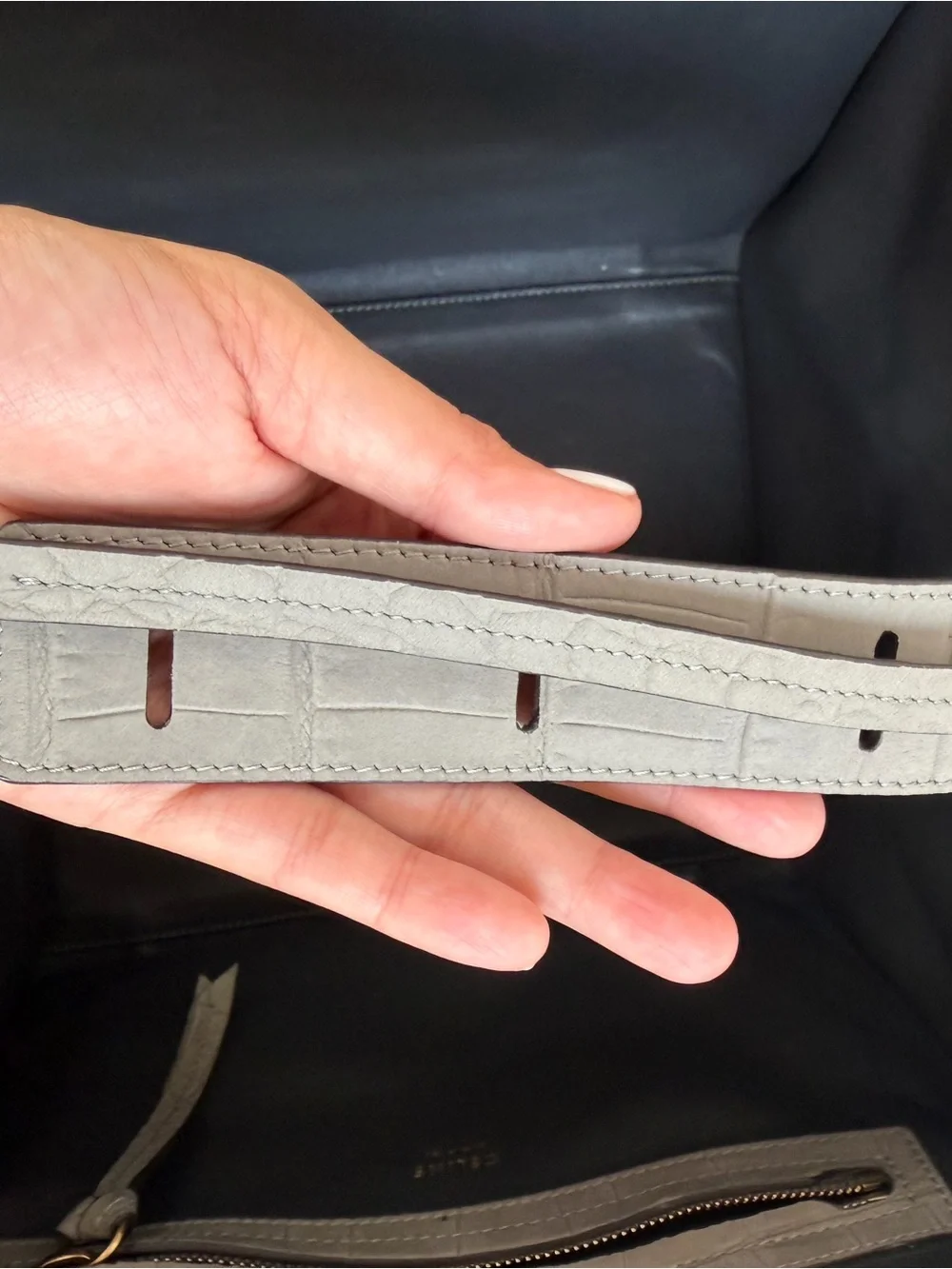 Celine Nubuck Gray Croc-Embossed Phantom Luggage